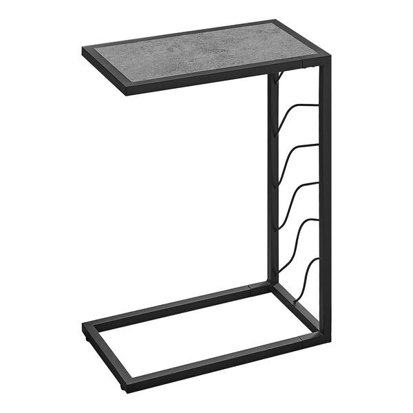 Gray and Black End Table with Marble Top, image 1