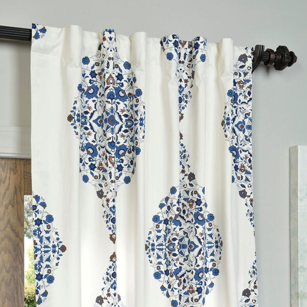 Kerala Blue Printed Cotton Twill Single Panel Curtain 50 x 84, image 4
