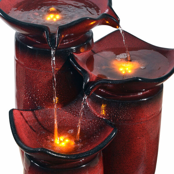 Gradient Red Outdoor Three - Tier Glazed Pots Fountain, image 3