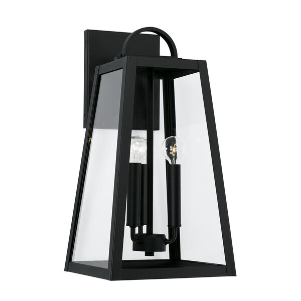 Leighton Black Three-Light Outdoor Wall Lantern with Clear Glass, image 1