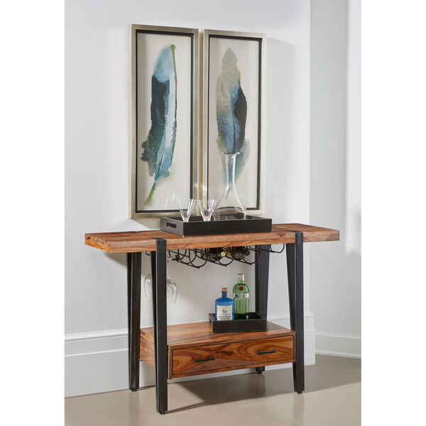Brownstone Black and Brown One Drawer Wine Console, image 2