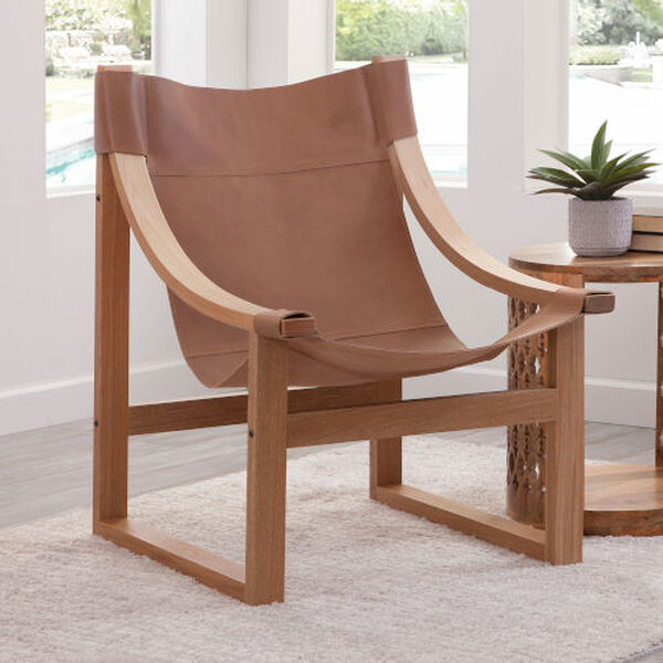 Lima Natural Leather and Natural frame Sling Chair, image 2