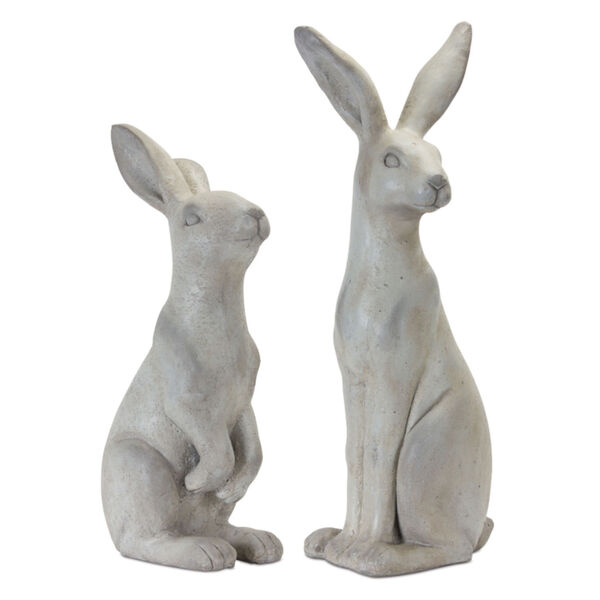 White and Grey Rabbit Figurine, Set of 2, image 1