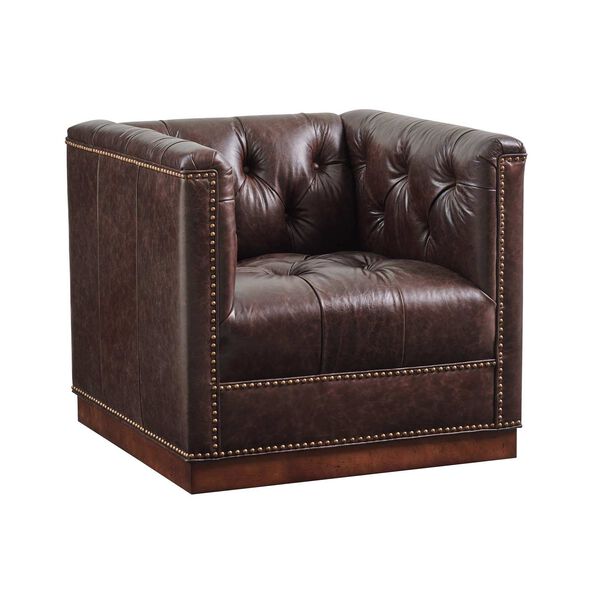 Silverado Walnut Leather Swivel Chair, image 1