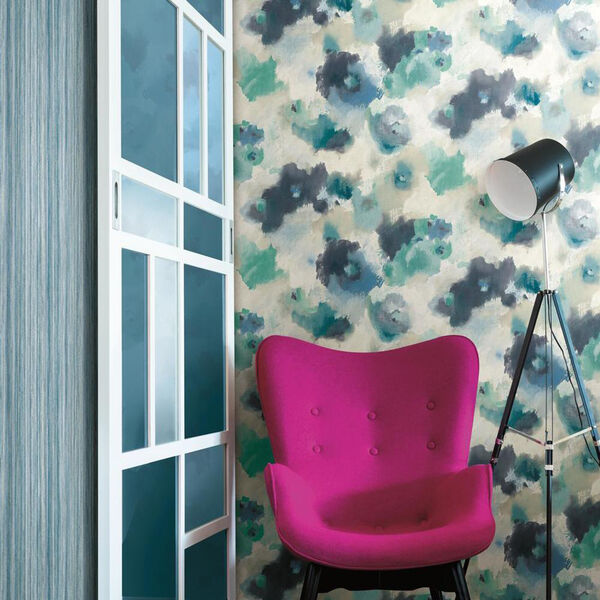 Modern Art Blue Impressionist Floral Wallpaper - SAMPLE SWATCH ONLY, image 5