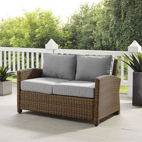 Bradenton Weathered Brown and Gray Outdoor Wicker Loveseat, image 2