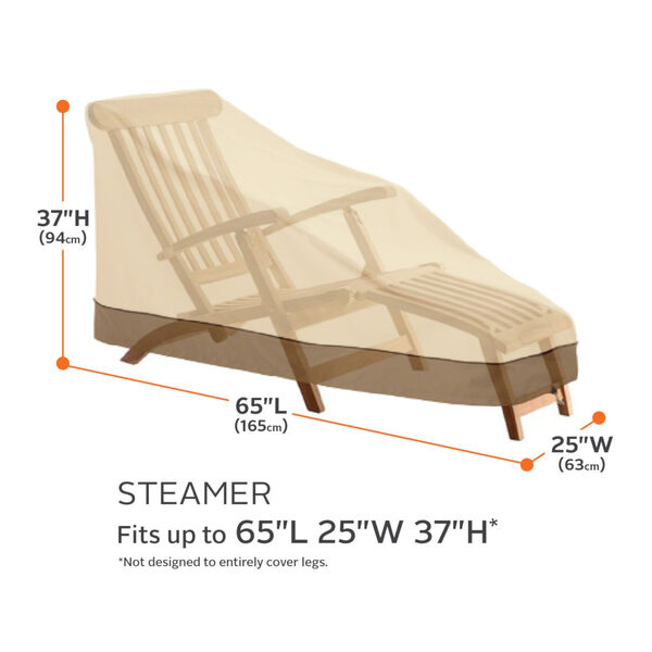 Ash Beige and Brown Steamer Patio Chaise and Deck Chair Cover, image 4