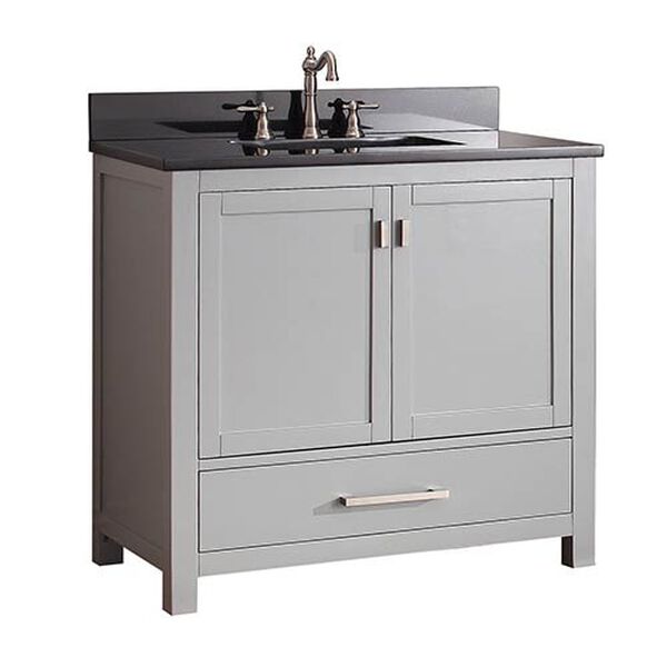 Modero Chilled Gray 36-Inch Vanity Combo with Black Granite Top, image 2