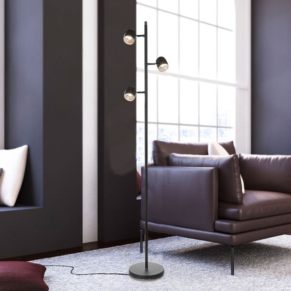 Tiara Black Three-Light LED Floor Lamp, image 2
