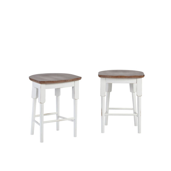 Light Oak and Distressed White Counter Stool, image 1