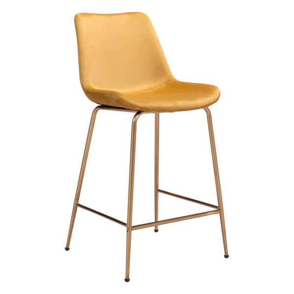 Tony Yellow and Gold Counter Height Bar Stool - (Open Box), image 1