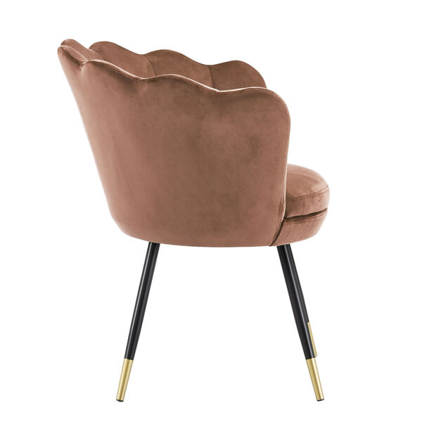 Stella Pink Velvet Seashell Armless Chair with Black and Gold Leg, image 3