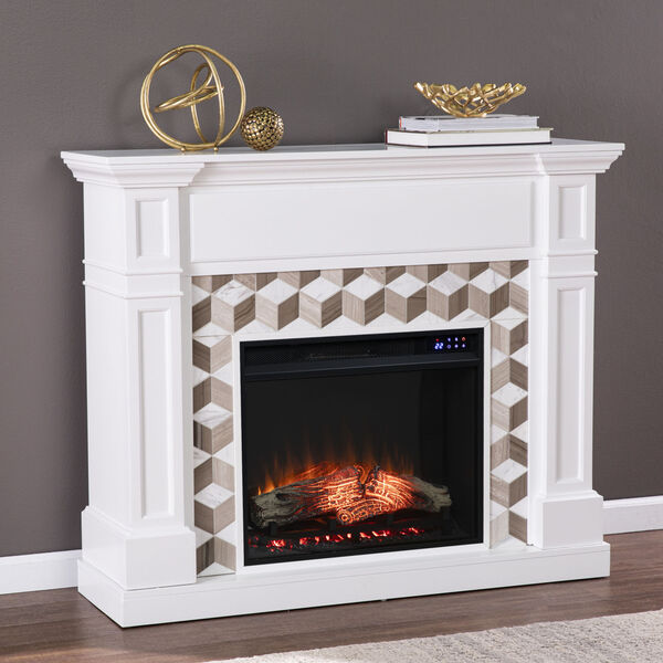 Darvingmore White Electric Fireplace with Marble Surround, image 4
