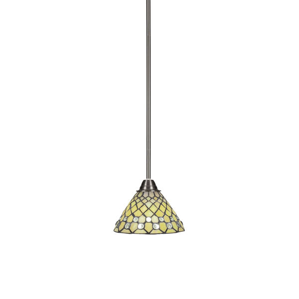 Paramount Brushed Nickel One-Light 7-Inch Mini Pendant with Starlight Art Glass, image 1