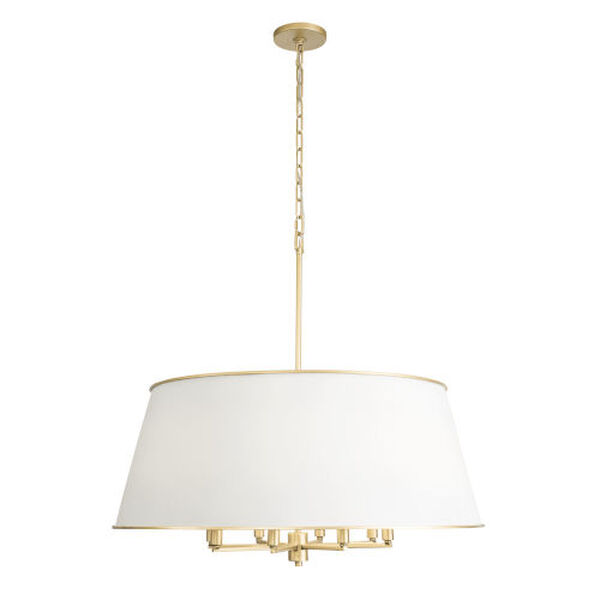 Coco Matte White and French Gold Eight-Light Pendant, image 1
