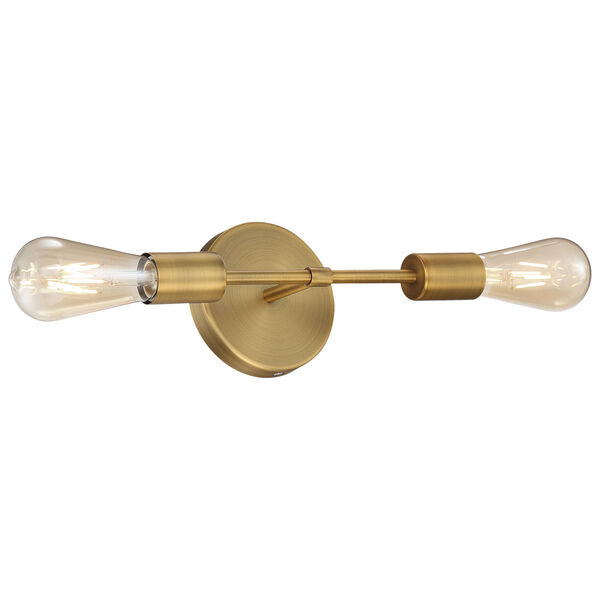 Iconic Antique Brushed Brass Two-Light Wall Sconce, image 5