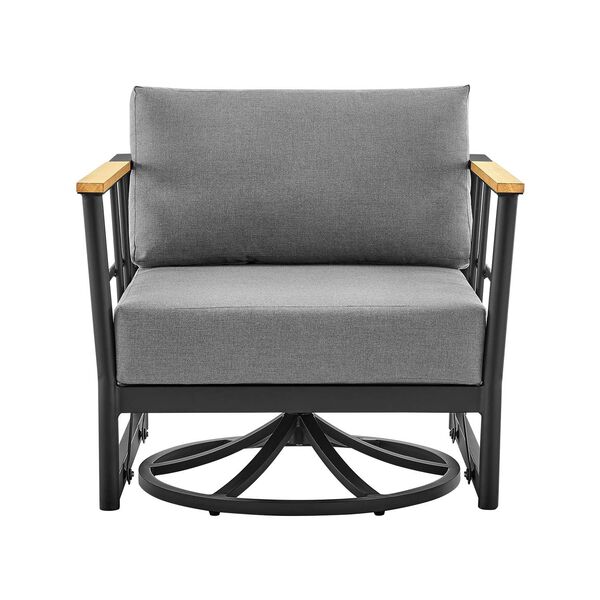 Shari Black Outdoor Swivel Chair, image 2