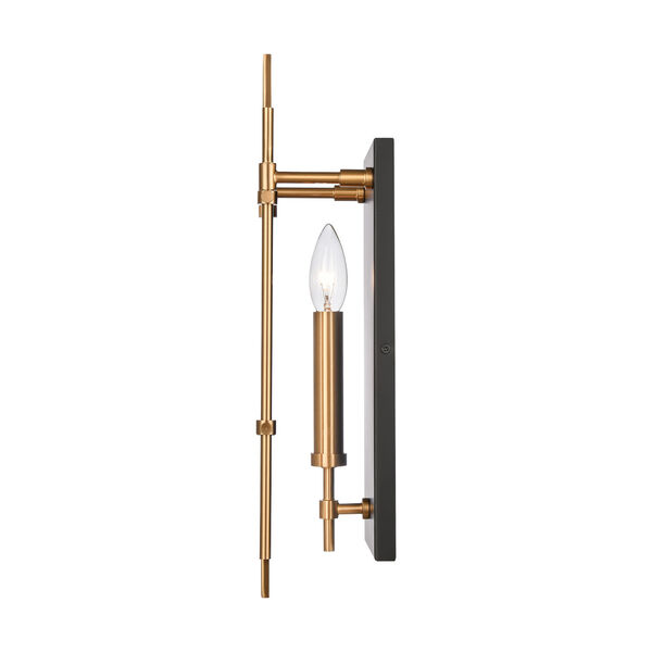 Mechanist Matte Black and Satin Brass One-Light Wall Sconce, image 3