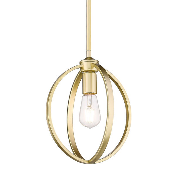 Colson Olympic Gold 10-Inch One-Light Mini Pendant with Matte Black shade, image 1
