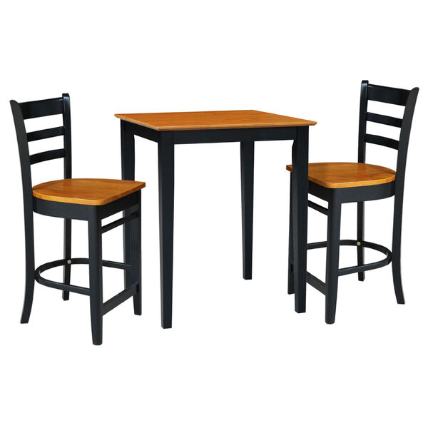 Black and Cherry 30-Inch Counter Height Table with Two Counter Stool, Three-Piece, image 2