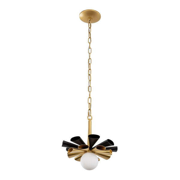 Daphne Matte Black French Gold 12-Inch LED Pendant, image 4