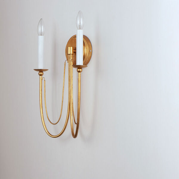 Plumette Gold Leaf Two-Light Wall Sconce, image 3