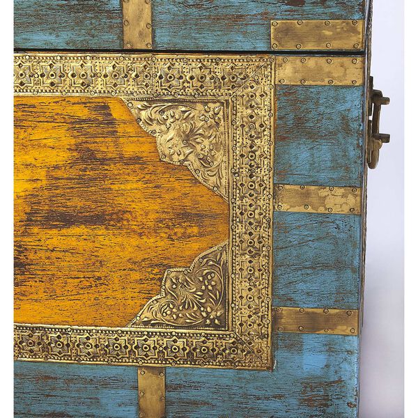 Nador Painted Brass Inlay Storage Trunk, image 9