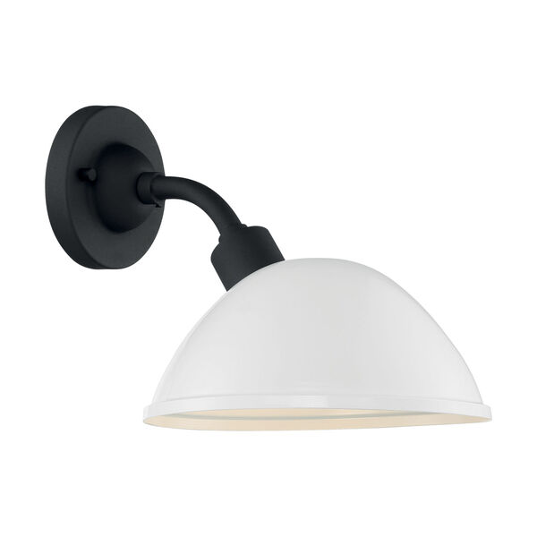 South Street Gloss White and Textured Black 10-Inch One-Light Outdoor Wall Mount, image 2