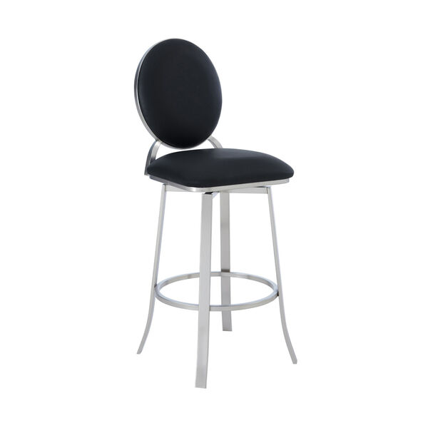 Pia Black and Stainless Steel 30-Inch Bar Stool, image 1