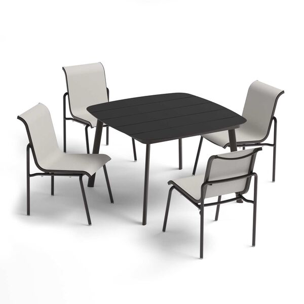 Orso and Eiland Black Five-Piece Square Dining Table and Side Chairs Set, image 1
