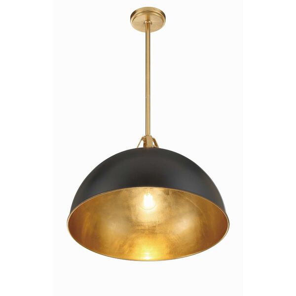 Soto Matte Black and Antique Gold 20-Inch One-Light Pendant, image 6