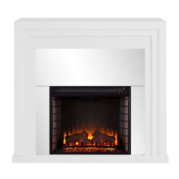 Stadderly White Mirrored Electric Fireplace, image 2