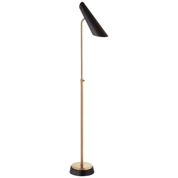 Franca Adjustable Floor Lamp in Hand-Rubbed Antique Brass with Black Shade by AERIN, image 1