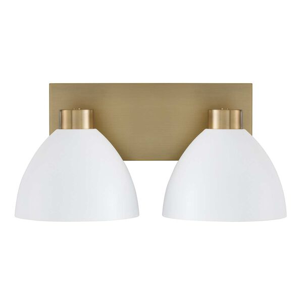 Ross Aged Brass and White Two-Light Bath Vanity, image 4