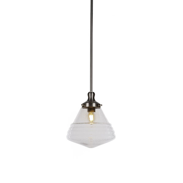 Juno Brushed Nickel One-Light Mini Pendant with Clear Bubble Glass Shade, image 1