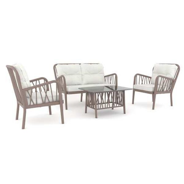 Gala Cappuccino Four-Piece Outdoor Seating Set with Cushion, image 1
