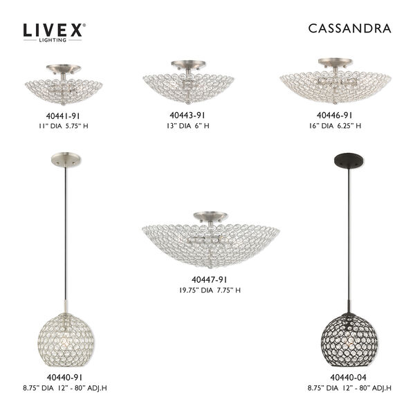 Cassandra Black 9-Inch One-Light Mini Pendant with Clear Crystals, image 5