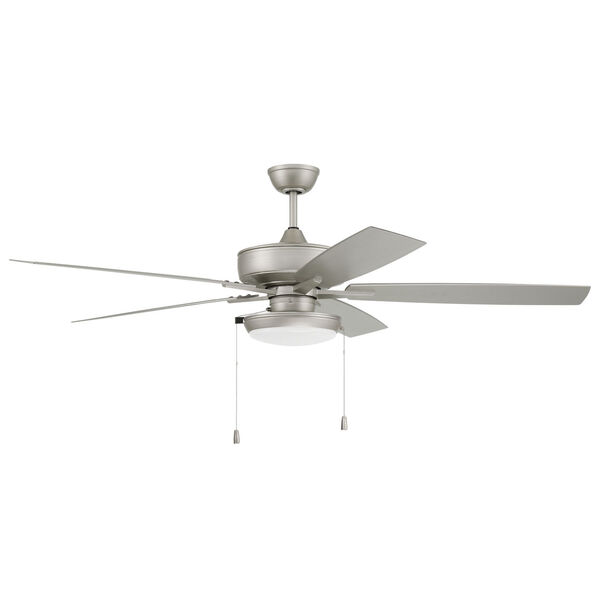 Super Pro Painted Nickel 60-Inch LED Ceiling Fan with Pan Light, image 1