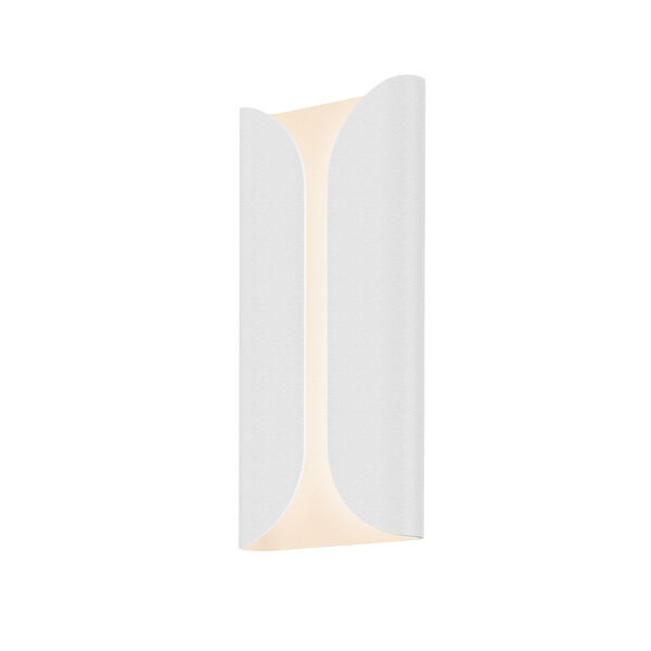 Folds LED Textured White 1-Light Outdoor Wall Sconce 14-Inch, image 1