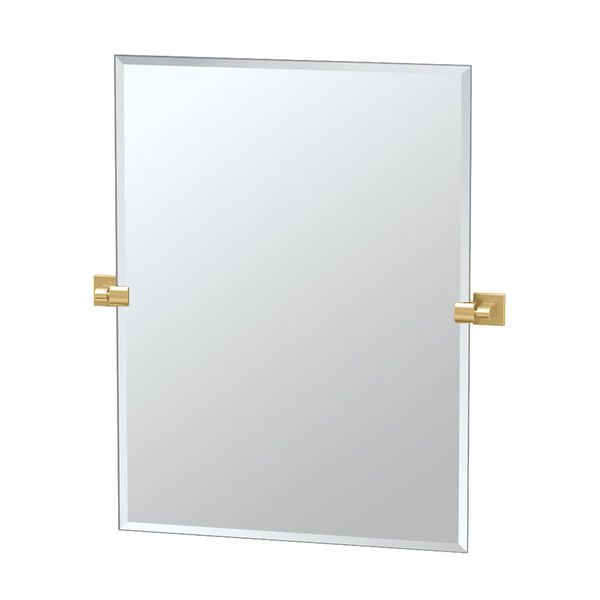 Elevate 31.5 Inch Frameless Rectangle Mirror in Brushed Brass, image 2