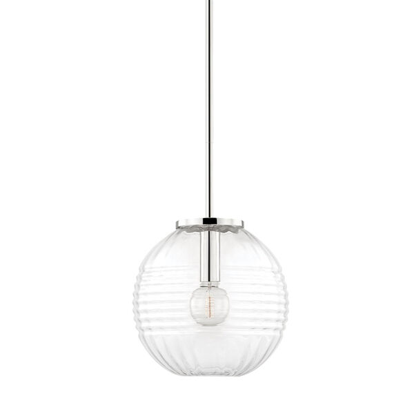 Bay Ridge Polished Nickel One-Light Pendant with Clear Glass, image 1