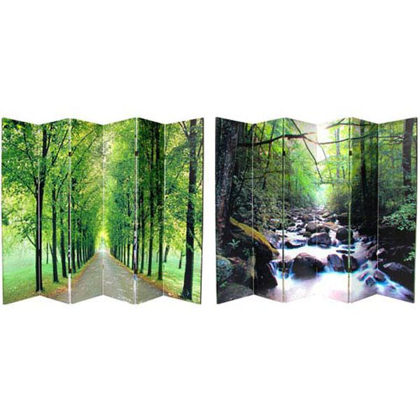 Six Ft. Tall Double Sided Path of Life Canvas Room Divider Six Panel, Width - 96 Inches, image 1