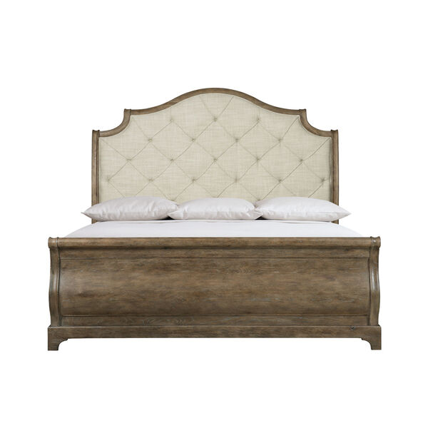 Rustic Patina Peppercorn Upholstered Sleigh Queen Bed, image 1