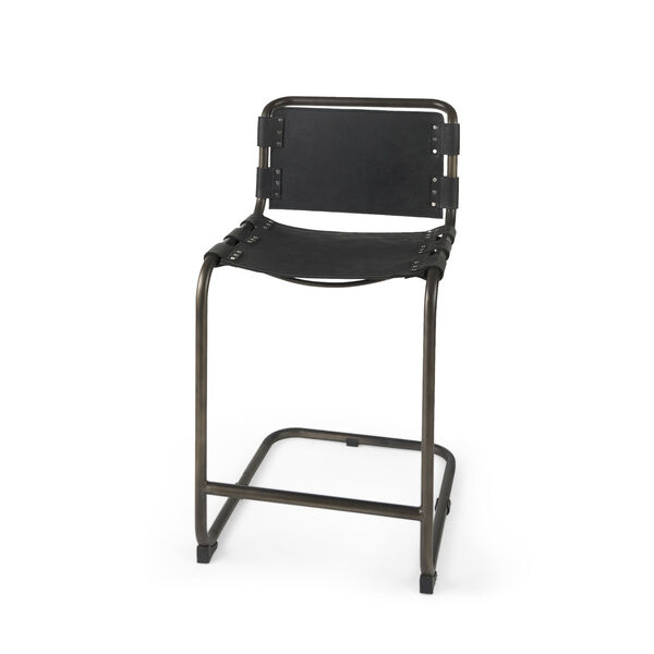 Berbick Black Leather Seat Counter Height Stool, image 1