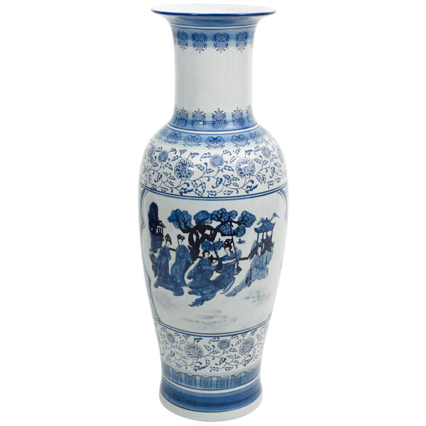 Blue and White Porcelain Tung Chi Vase, image 1