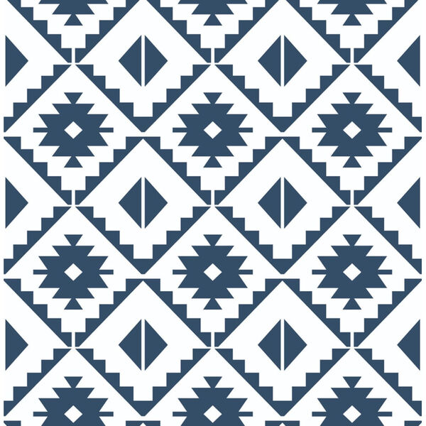 NextWall Blue Southwest Tile Peel and Stick Wallpaper, image 2