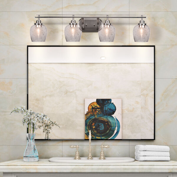 Odyssey Matte Black Four-Light Bath Vanity with Smoke Bubble Glass, image 2