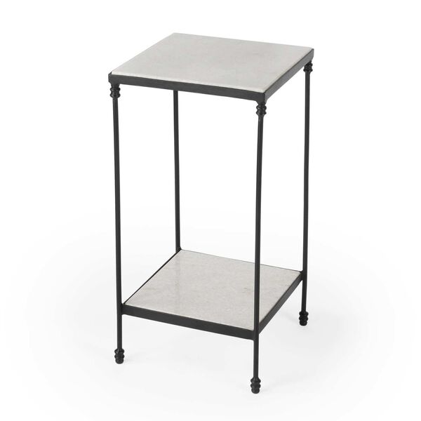 Larkin Outdoor Marble and Iron Side Table, image 1