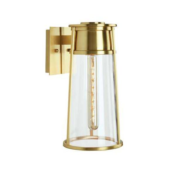 Cone Satin Brass One-Light Outdoor Wall Sconce, image 1