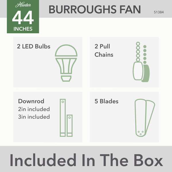 Burroughs Matte Silver 44-Inch Ceiling Fan with LED Light Kit and Pull Chain, image 8